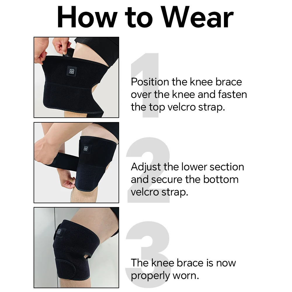 Electric Heated Knee Brace with 3 Heat Levels for Knees, Elbows, Knee Warmer Wrap for Knee Pressure Relief, Men & Women All Use