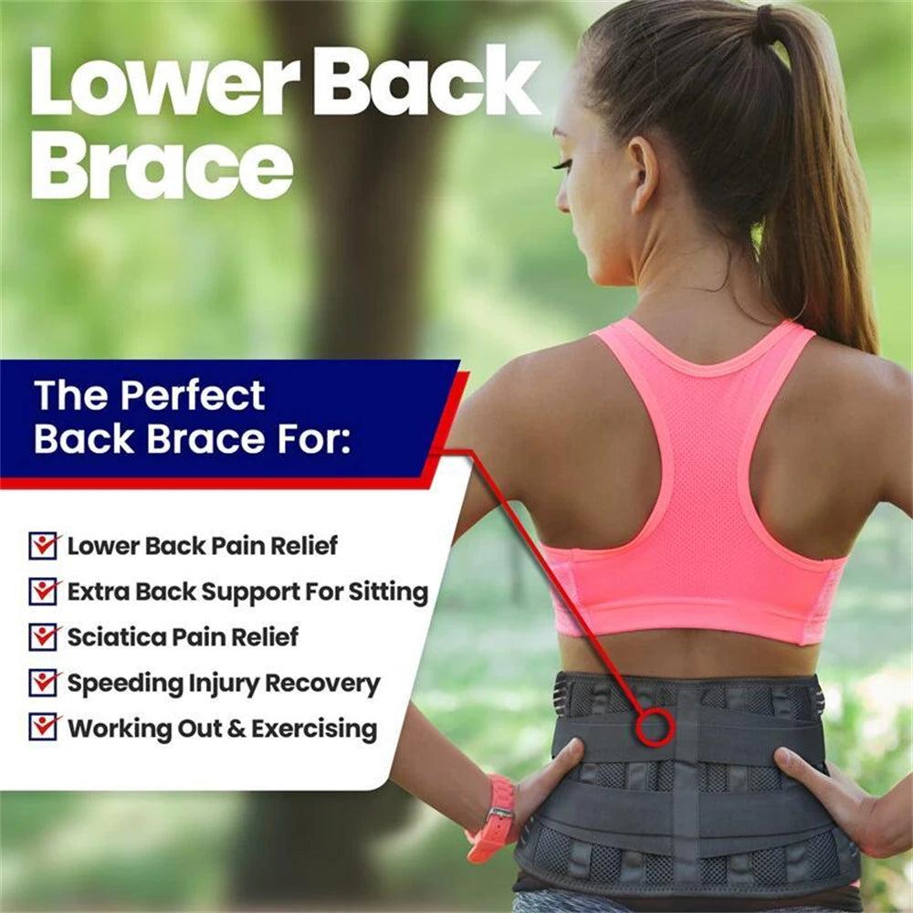 Lower Back Brace with 6 Stays Anti-skid Orthopedic Lumbar Support Breathable Waist Support Belt for Men Women Gym Pain Relief