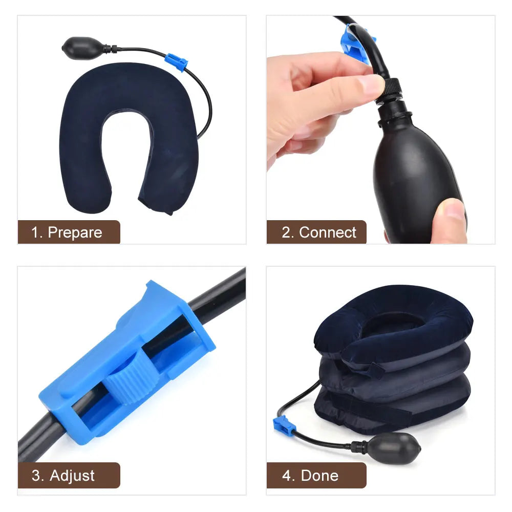 3 Layers Neck Stretcher Inflatable Air Neck Traction Apparatus Device Soft Neck Cervical Collar Pillow Health Care