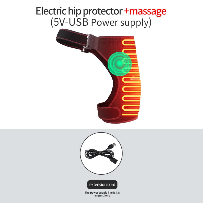 Electric Heating Cordless Heated Massage for Hip Sciatica Pain Relief Hip Heating Pad Support Brace with Hot Physical Therapy