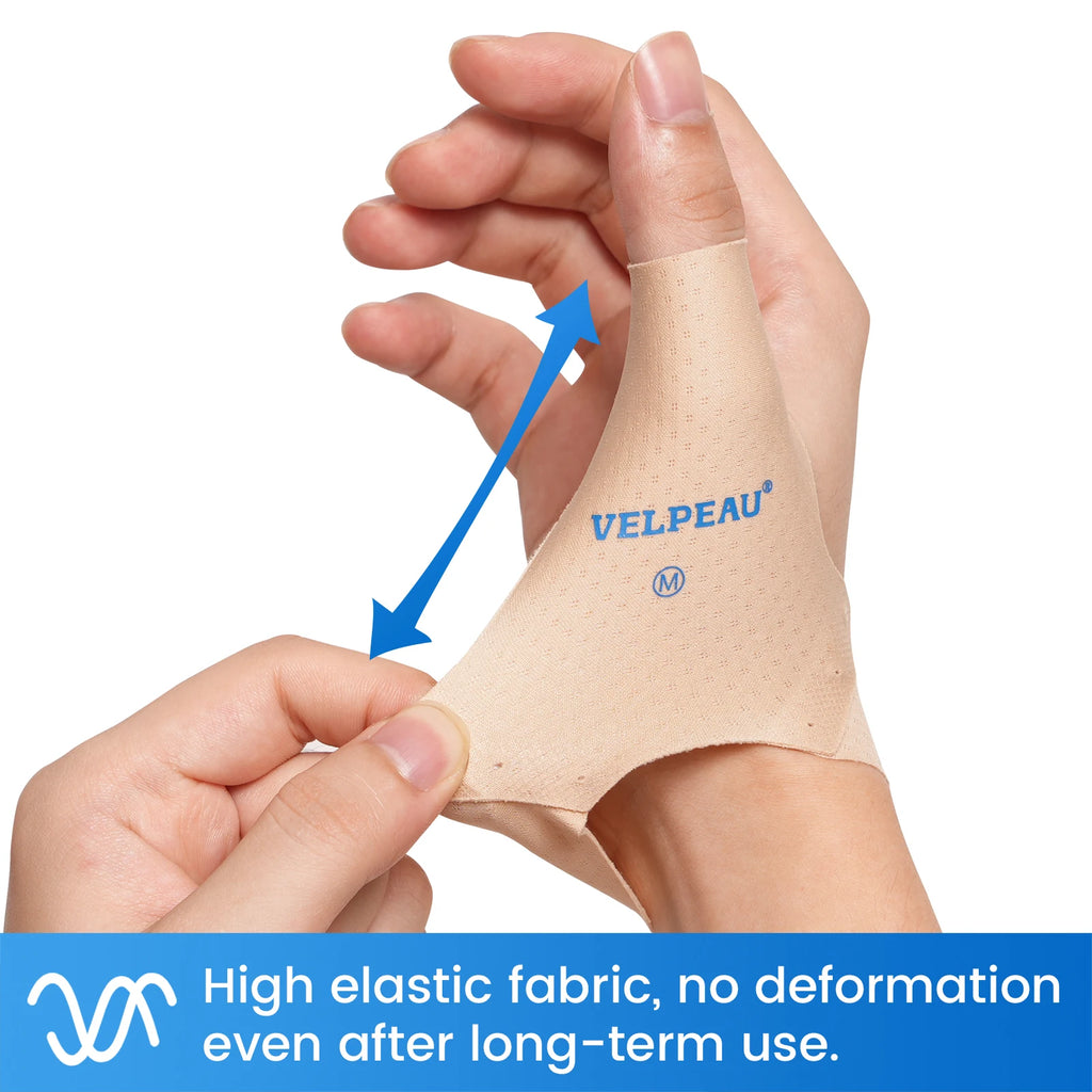VELPEAU Elastic Thumb Support Brace for Arthritis, Tendonitis, Splint Liner, Thumb Compression Sleeve Fits Left and Right Hands