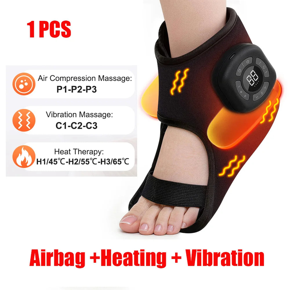 Portable Foot Massager with Heat, Cordless Ankle Massage for Plantar Fasciitis, Swelling, Compression Boot for Circulation