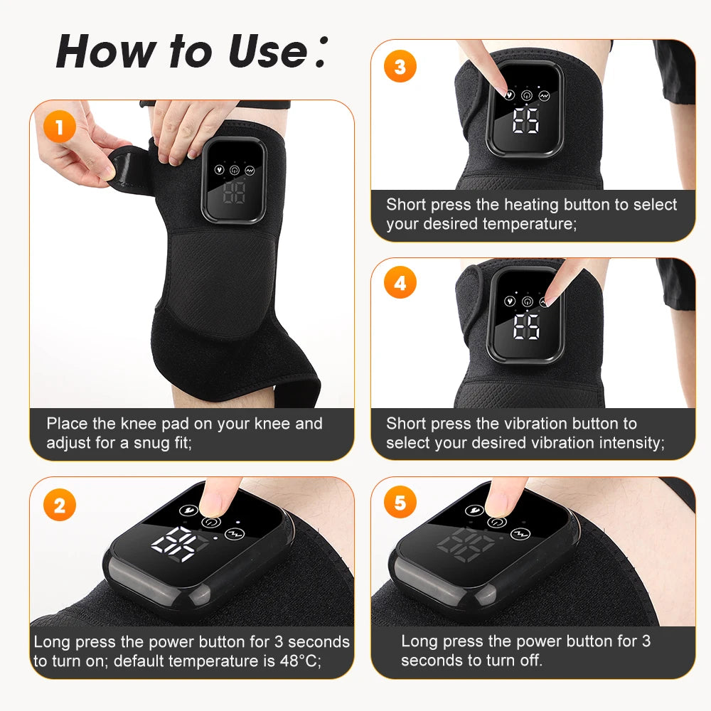 3 in 1 Cordless Thermal Knee Pad Knee Shoulder Massager Vibration Leg Arm Joint Brace Muscle Relax Joint Brace Muscle Relaxation