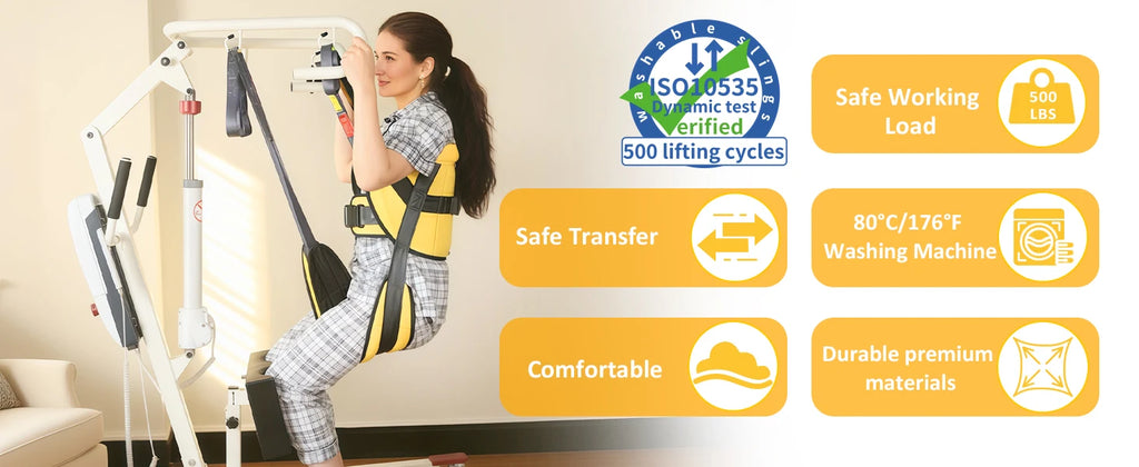 Ehucon Sit to Stand Lift Sling Divided Leg Design Leg Straps and Back Support,Transfer Sling for Elderly Mobility Aid 500lbs