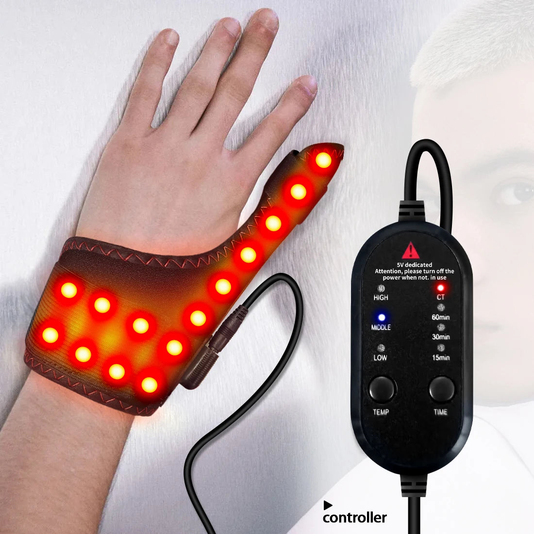 Electric Heating Wrist Vibration Pad with Three Gear Hot Compress USB Massager for Tendonitis Relief Wrist Support Relax Brace