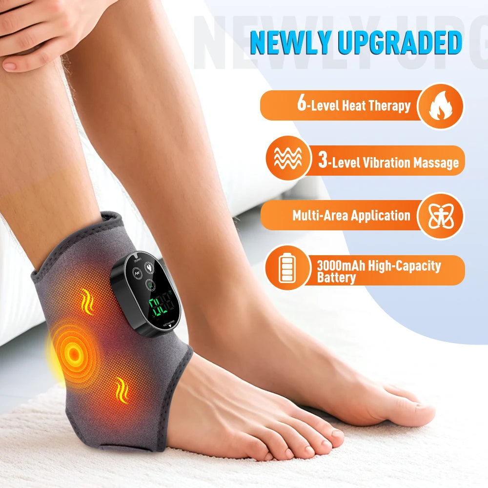 Dual Motor Foot Heat Massager 6 Levels Heating 3 Vibration Massage Foot and Ankle Joint Hot Compress Protection Support Tool