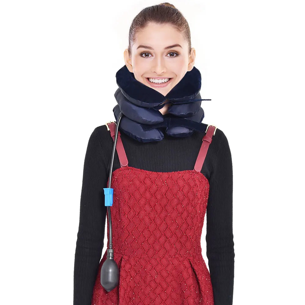 3 Layers Neck Stretcher Inflatable Air Neck Traction Apparatus Device Soft Neck Cervical Collar Pillow Health Care