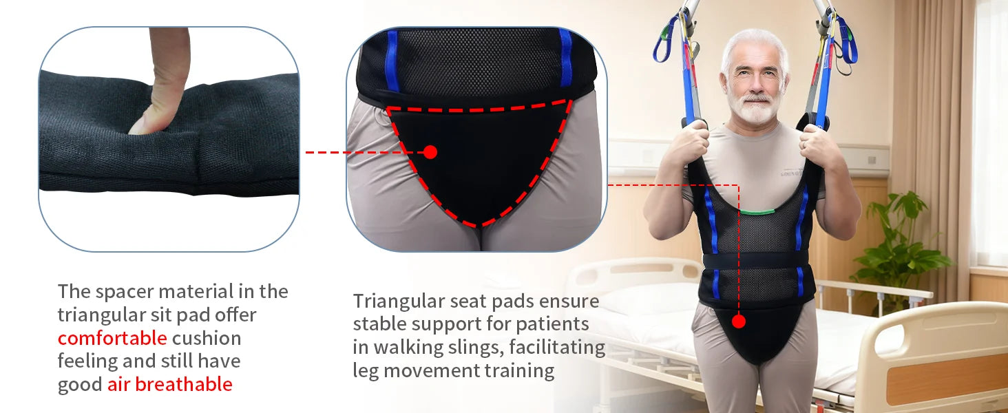 Ehucon Comfort Padded Patient Lift Walking Sling,Portable Hoyer Standing Harness to Handicap for Ambulating Support Training