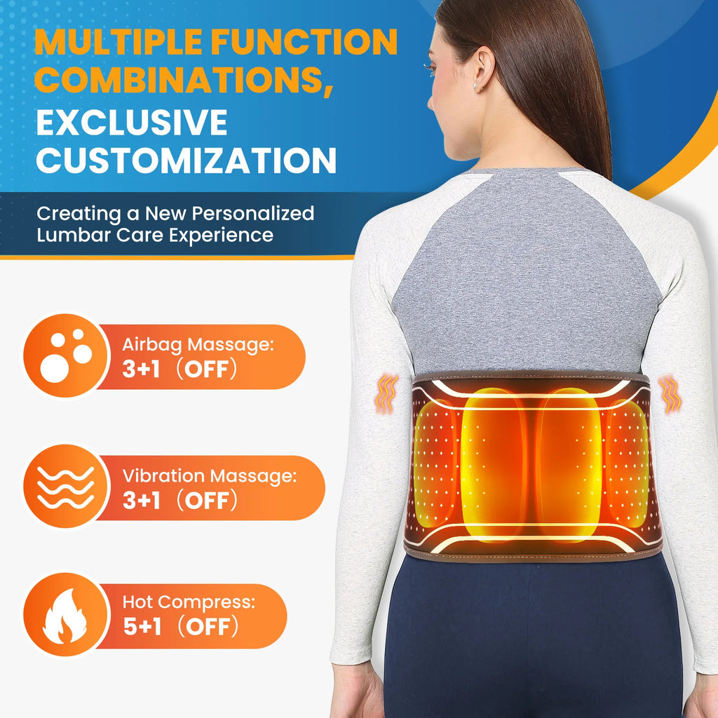 Heat Lumbar Brace Support Massager Waist Massager Back Belt Heath Care Comfortable Material for Office Workers Home Use