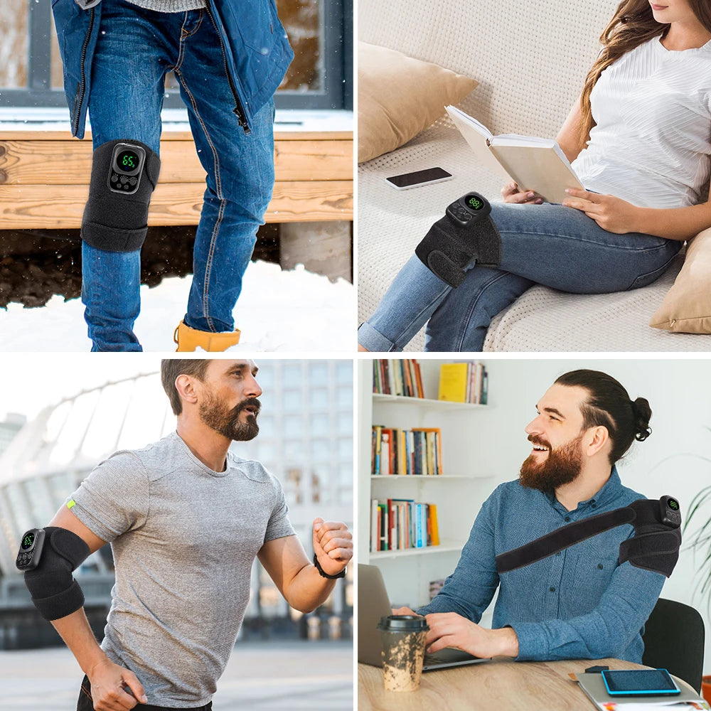 3 IN 1 Heating Knee Pad Multifunctional Knee Shoulder Elbow Massager 3 Modes Vibration Hot Compress Knee Brace USB Charging