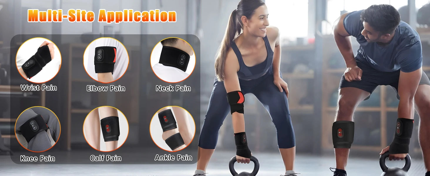 Cordless Wrist Heating Pad Vibration Massage Heated Wrist Brace Left Right Hand  Women Men 3 Heat Vibration Levels Rechargeable