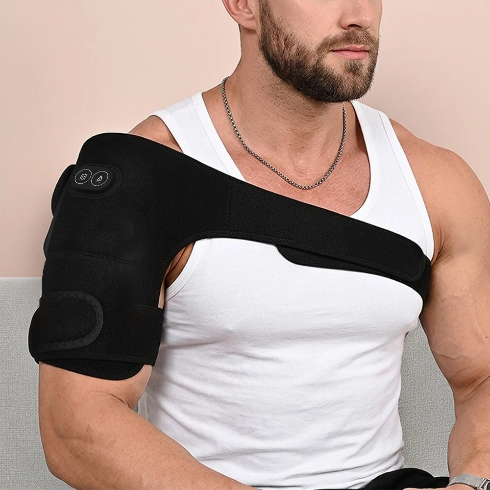 Smart Heated Massage Brace for Shoulder, USB Powered Shoulder Heating Pad for Joint & Muscle Massage, Left and Right Arm All Use