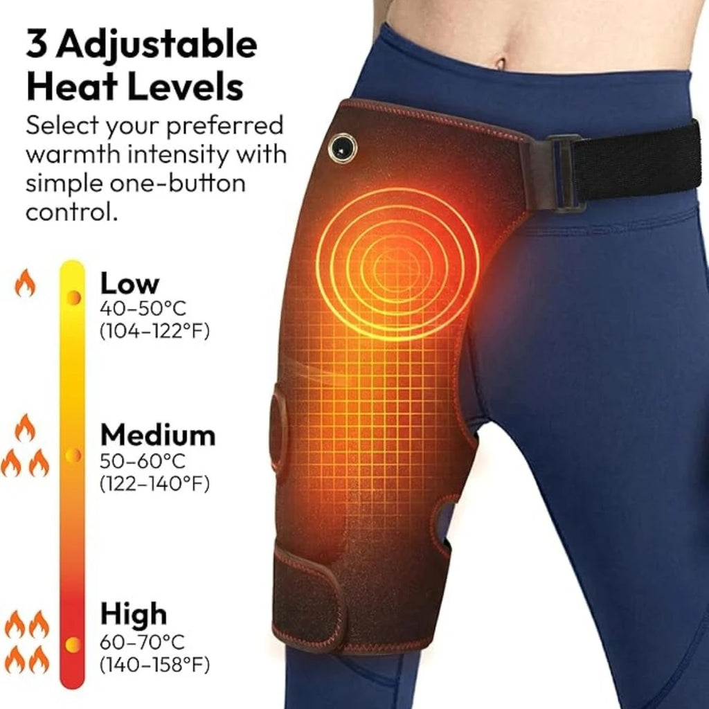 Electric Heating Cordless Heated Massage for Hip Sciatica Pain Relief Hip Heating Pad Support Brace with Hot Physical Therapy