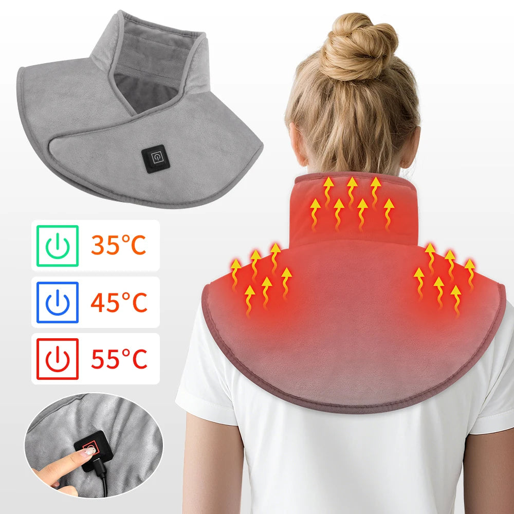 Electric Heating Shoulder Neck Pad Massager Three Gear Hot Compress Cervical Shawl Warmer USB for Shoulder Neck Back Relax Brace