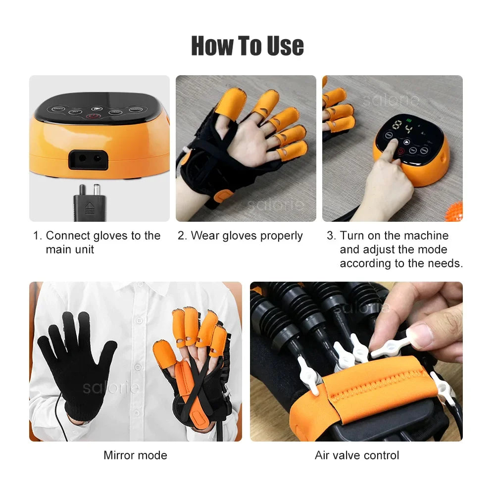 Heated Rehabilitation Robot Gloves Finger & Hand Function Workout Recovery Tool Hemiplegia Stroke Physiotherapy Training Device
