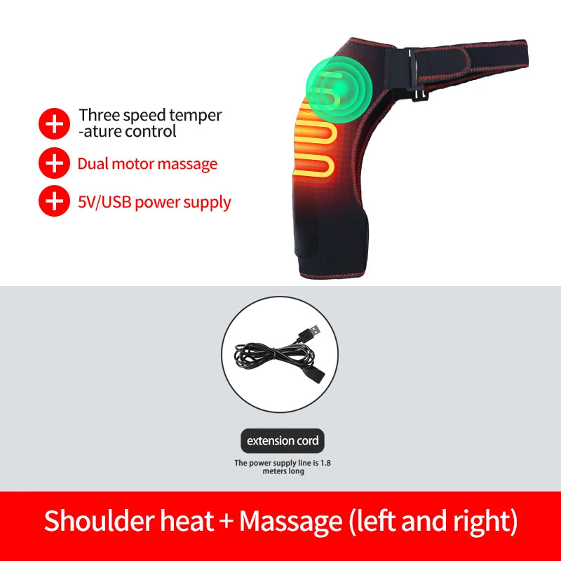 Shoulder Heating Brace for Pain Relief Heated Shoulder Wrap 3 Temperature Settings Ideal for Rotator Cuff Home Office-Jet Black