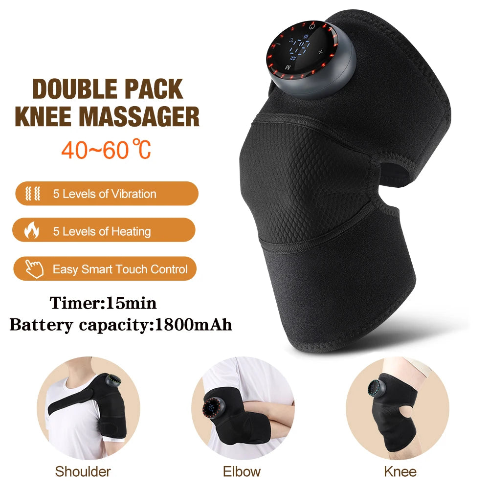 Heating Massage Support Brace 3 in 1 Electric Knee Shoulder Elbow Vibration Massage Belt Hot Compress Leg Joint Muscle Relax