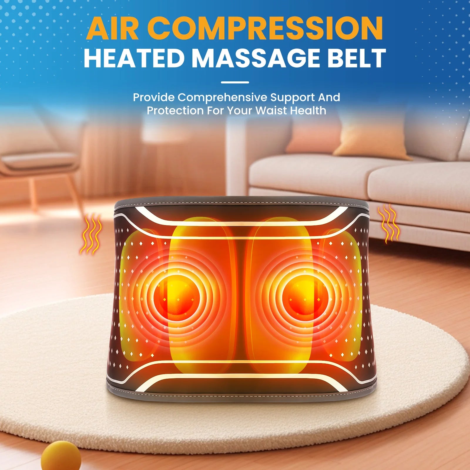 Heat Lumbar Brace Support Massager Waist Massager Back Belt Heath Care Comfortable Material for Office Workers Home Use