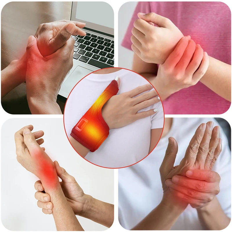 Heated Massage Wrist Thumb Brace USB-Powered Arthritis Carpal Tunnel Relief Thumb Tendonitis Sprains Pain Ease Muscle Relaxation