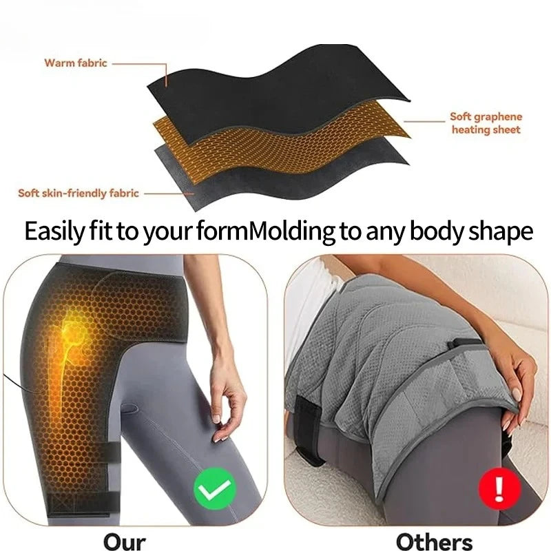Full-Wrap Hip Support Brace with Massager Sciatica Pain Relief Buttock Physical Therapy Recovery Focused Hip Heating USB-Powered