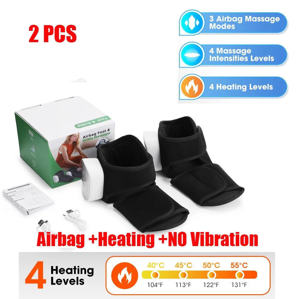 Portable Foot Massager with Heat, Cordless Ankle Massage for Plantar Fasciitis, Swelling, Compression Boot for Circulation
