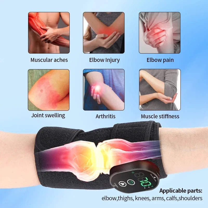 Elbow Massager Electric Heating Rechargeable Vibration Brace Knee Tennis Elbow Shoulder Joint Pain Thermal Therapy Massage Pad