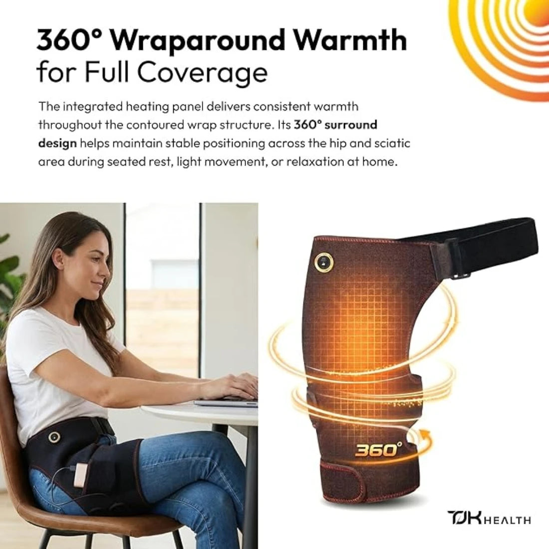 Electric Heating Cordless Heated Massage for Hip Sciatica Pain Relief Hip Heating Pad Support Brace with Hot Physical Therapy