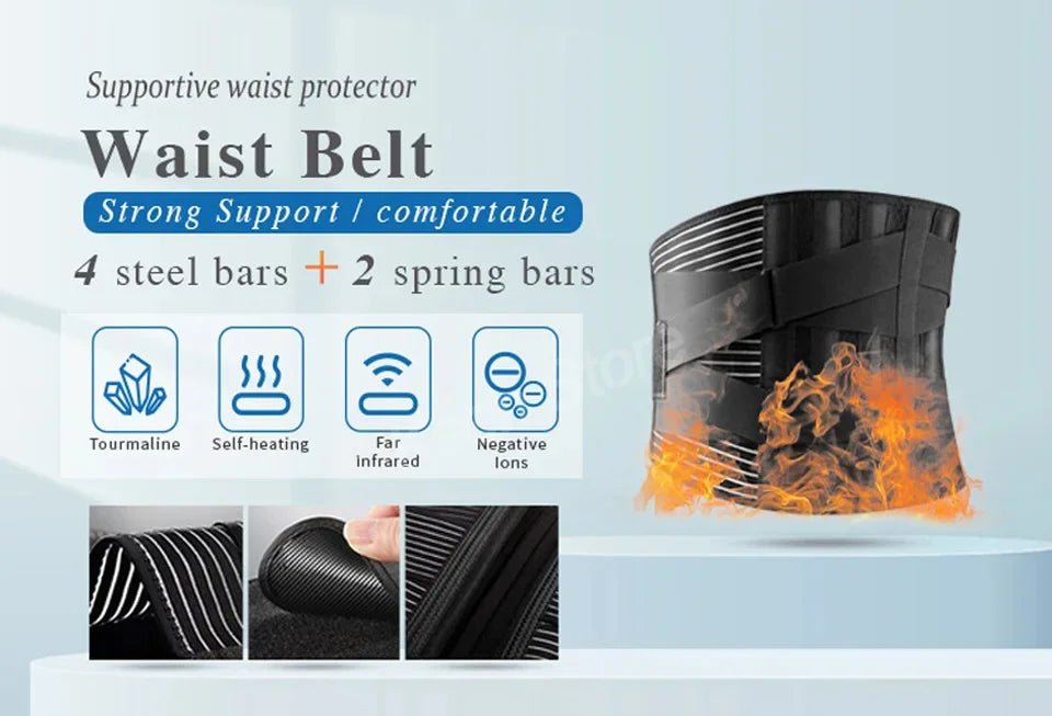 Lumbar Back Belt Waist Support Lumbar Pad Back Orthopedic Corset for Men Women Waist Protector Belt Waist Trainer Spine Support