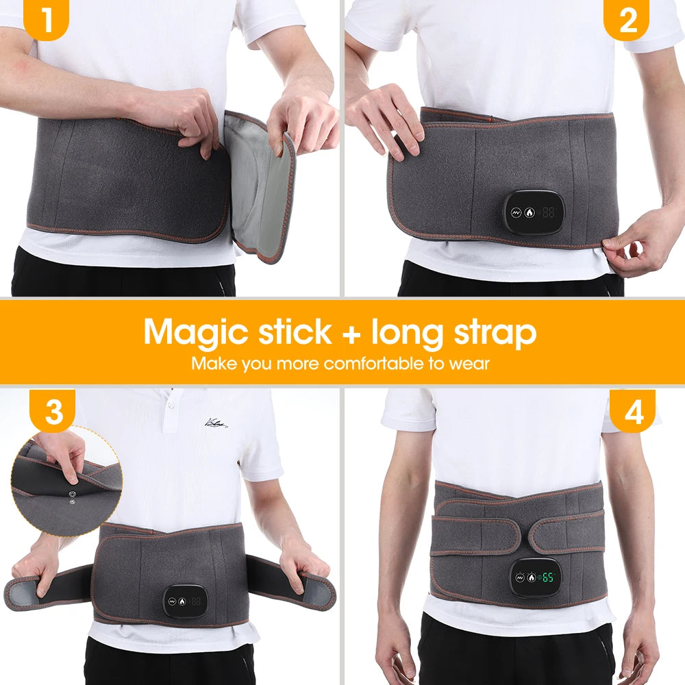 Infrared Heating Waist Massager Electric Belt Vibration USB Charge Red Light Hot Compress Lumbar Back Support Brace Relaxation