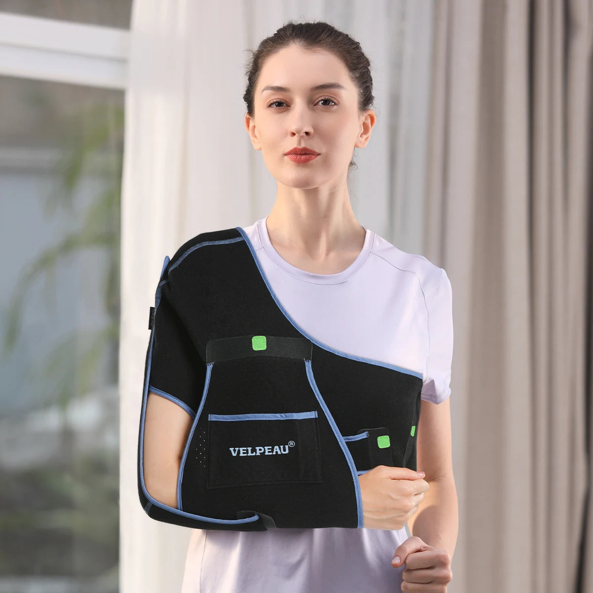 VELPEAU Shoulder Sling Breathable for Rotator Cuff Tear, Arm Fracture and Dislocation, Shoulder Immobilizer for Sleeping