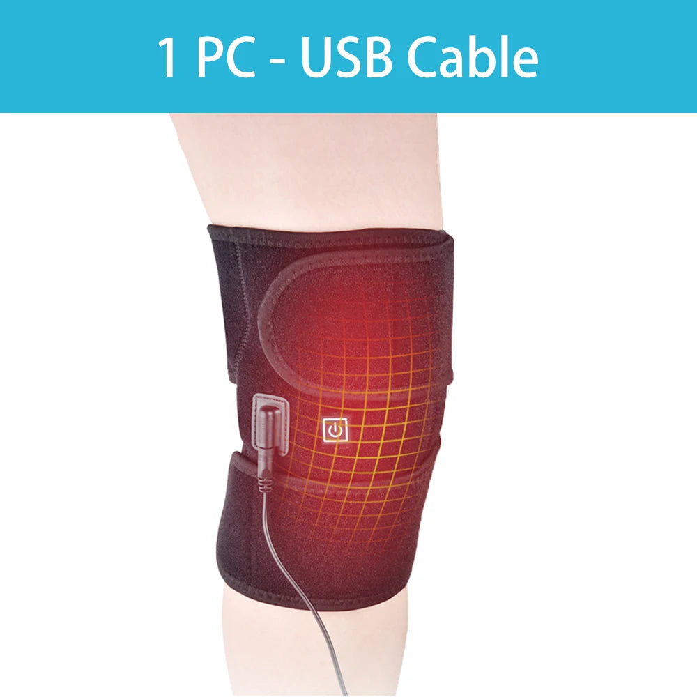 Electric Knee Heating Pad USB 3-gear Heated Knee Brace Support for Knee Joint Relaxation and Old Cold Leg Knee Warmer