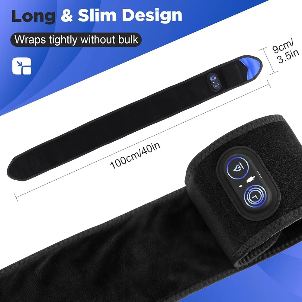 Cordless Heating Pad Red Light Therapy Wrist Belt - 3-Temp Heat  for Pain Relief - 660/850nm Adjustable Support Brace Wrap Belt