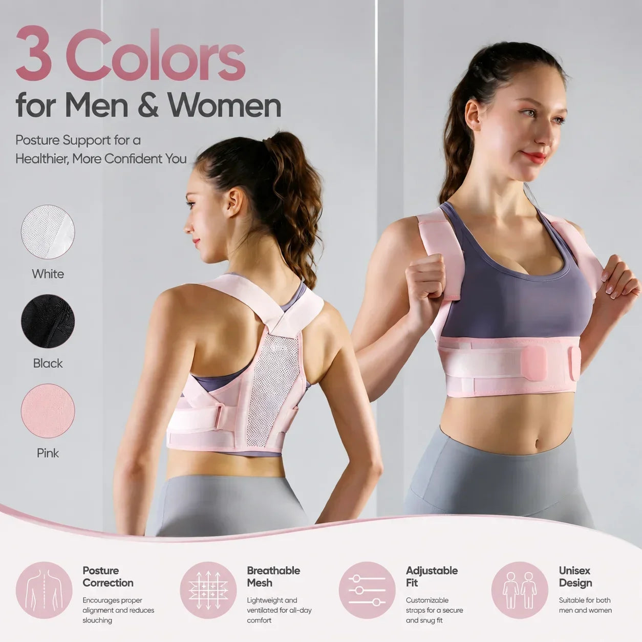 VBSOI Breathable Posture Corrector for Men Women Adjustable Back Support Belt for Slouching & Shoulder Pain Relief