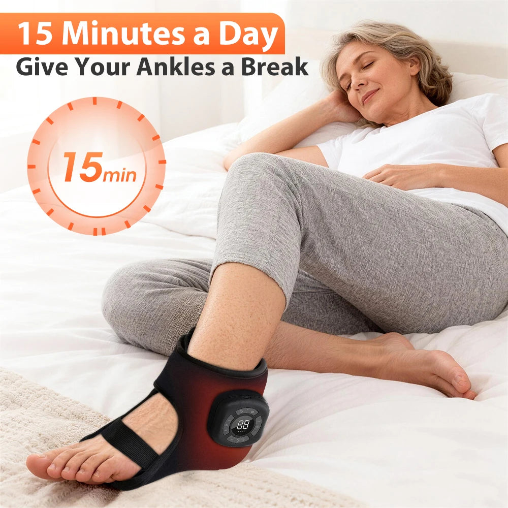 Portable Foot Massager with Heat, Cordless Ankle Massage for Plantar Fasciitis, Swelling, Compression Boot for Circulation