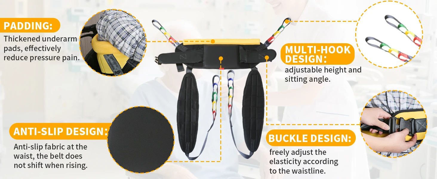 Ehucon Sit to Stand Lift Sling Divided Leg Design Leg Straps and Back Support,Transfer Sling for Elderly Mobility Aid 500lbs