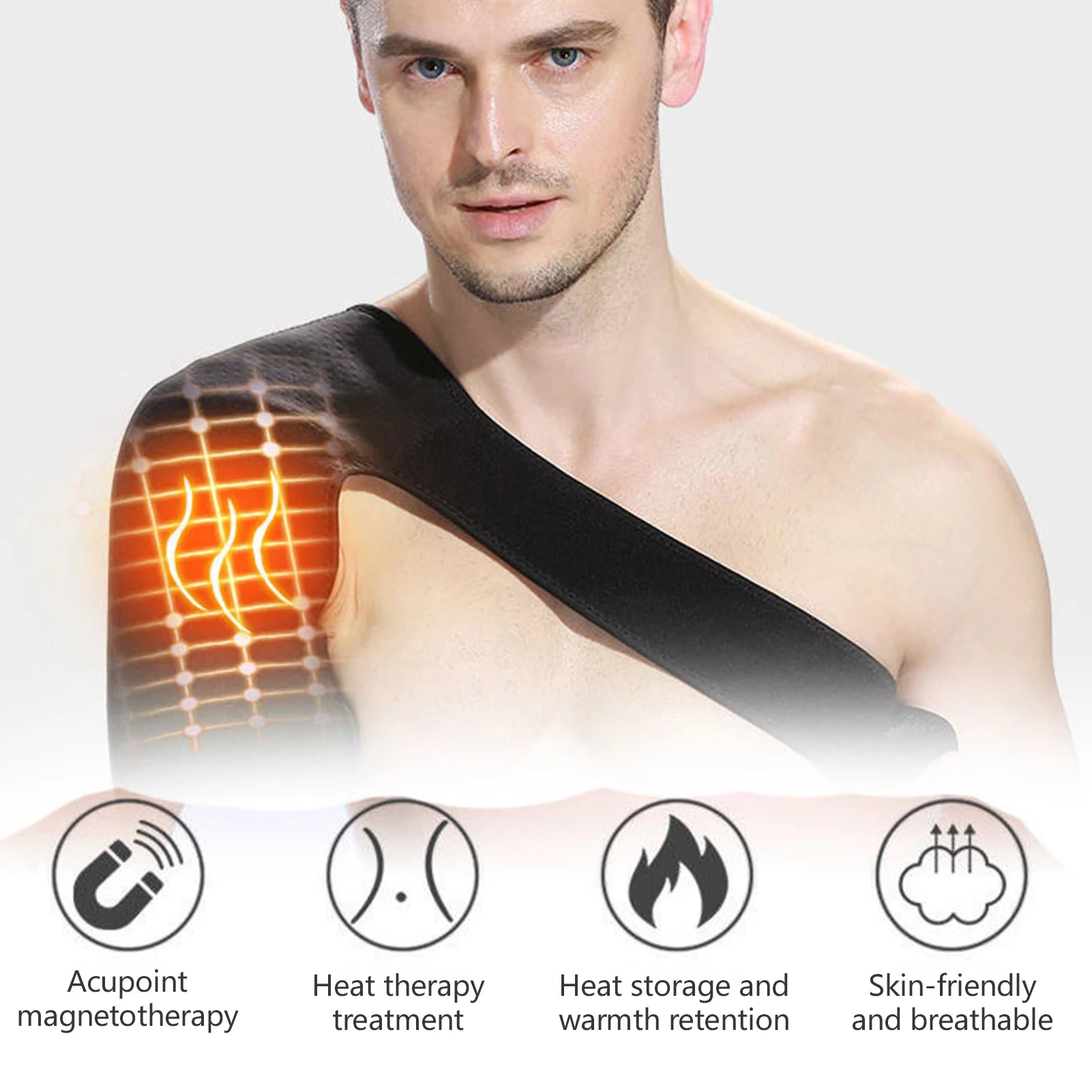 Self-heating Adjustable Single Shoulder Wrap Brace Shoulder Pain Relief Massager Brace For Rotator Cuff Cervical Shoulder Pad