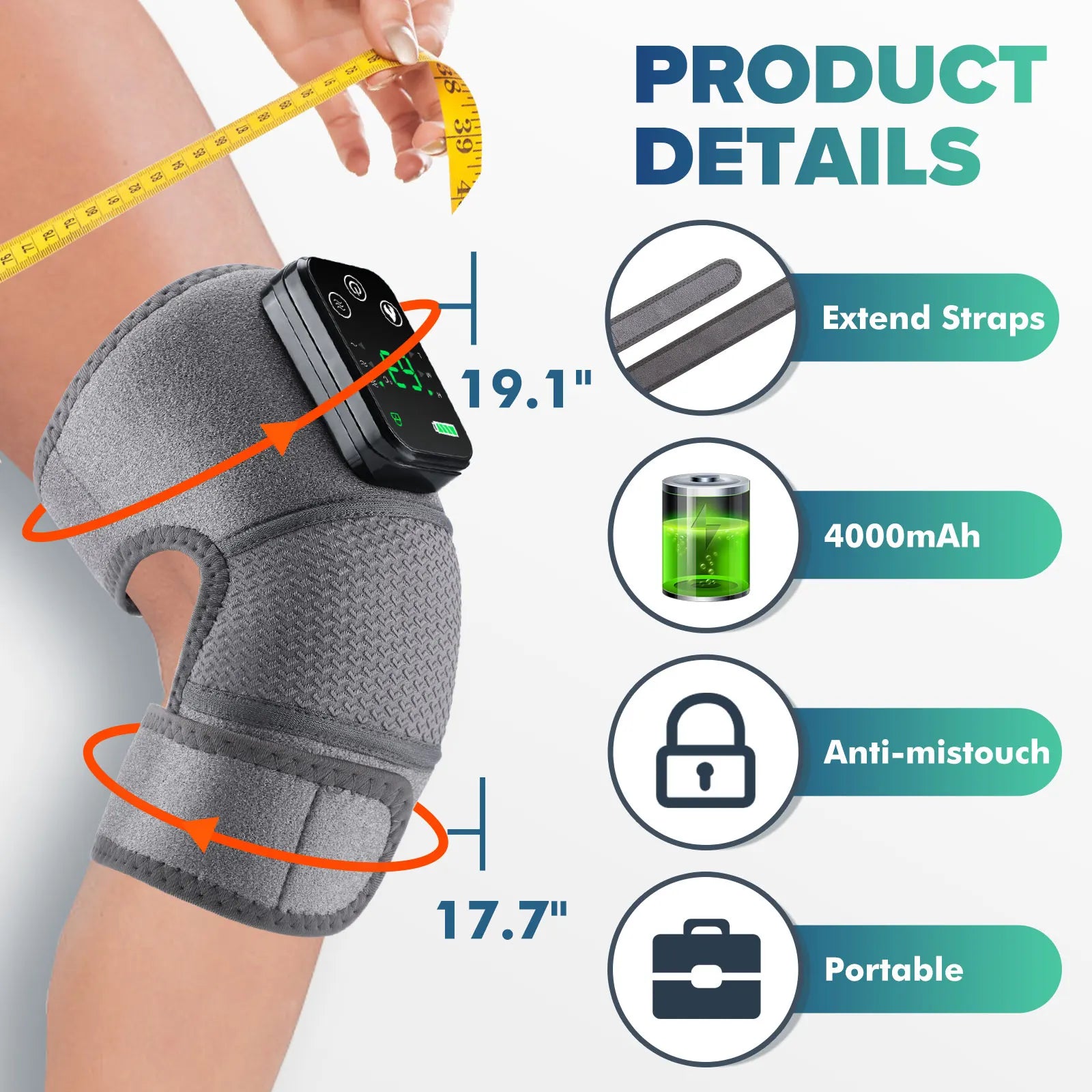 Electric Heating Knee Massager 2 in 1 Knee Elbow Knee Leg Thermal Vibration Massage Knee Blood Circulation Warmer Rechargeable