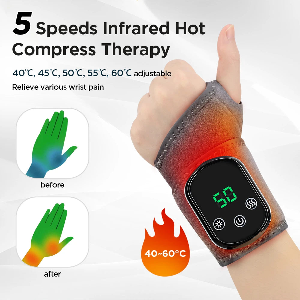 Electric Heated Wrist Brace Adjustable Hot Compress Vibration Massage Hand Wrist Foot Ankle Guard Band Carpal Wrap Support Brace
