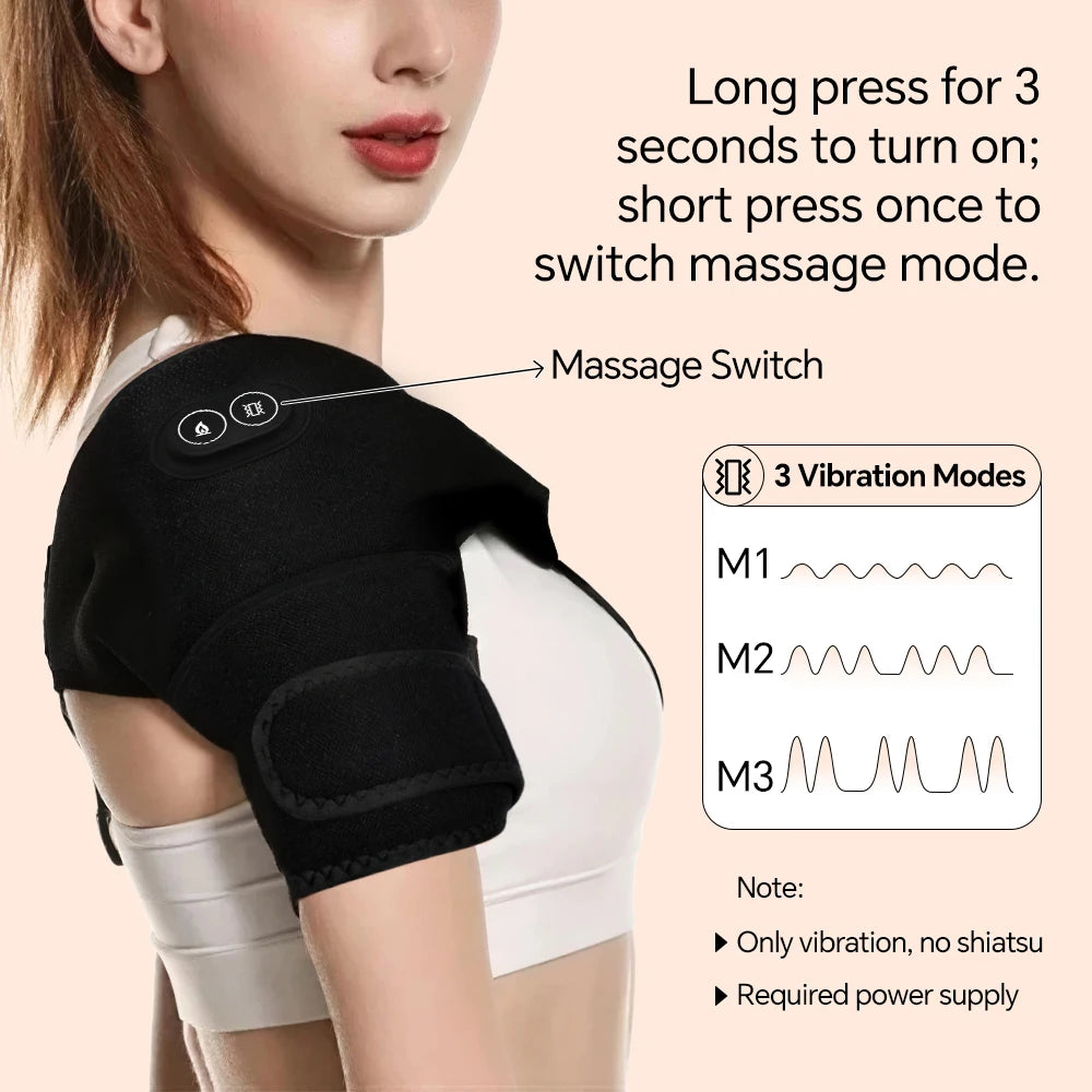 Smart Heated Massage Brace for Shoulder, USB Powered Shoulder Heating Pad for Joint & Muscle Massage, Left and Right Arm All Use