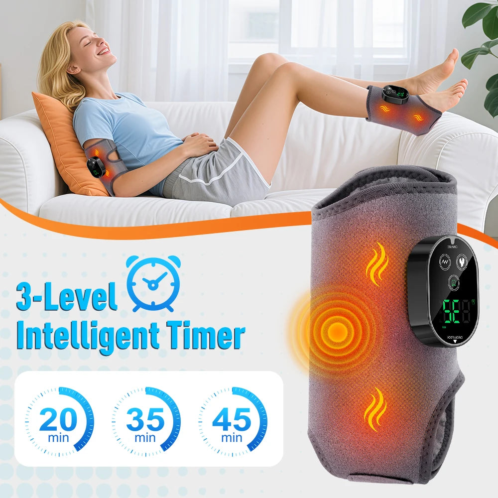 Dual Motor Foot Heat Massager 6 Levels Heating 3 Vibration Massage Foot and Ankle Joint Hot Compress Protection Support Tool