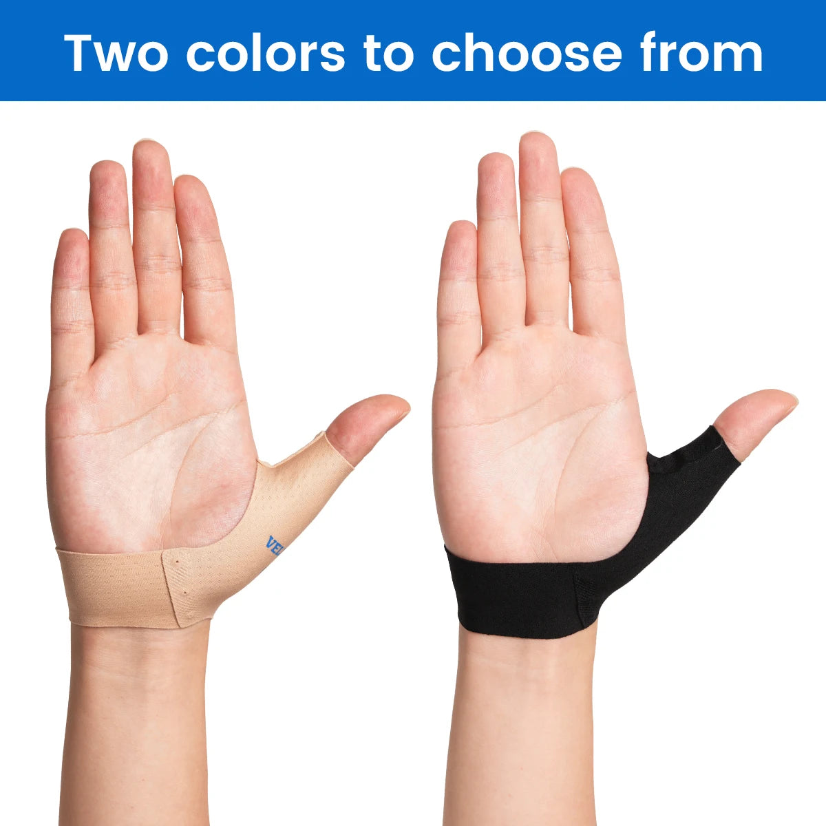 VELPEAU Elastic Thumb Support Brace for Arthritis, Tendonitis, Splint Liner, Thumb Compression Sleeve Fits Left and Right Hands