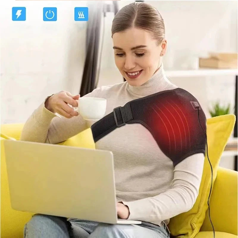 USB Electric Shoulder Brace Amr Pad 3 Gear Heated Massage Shoulder Support Massage Belt Gifts Health Care Keep Warm