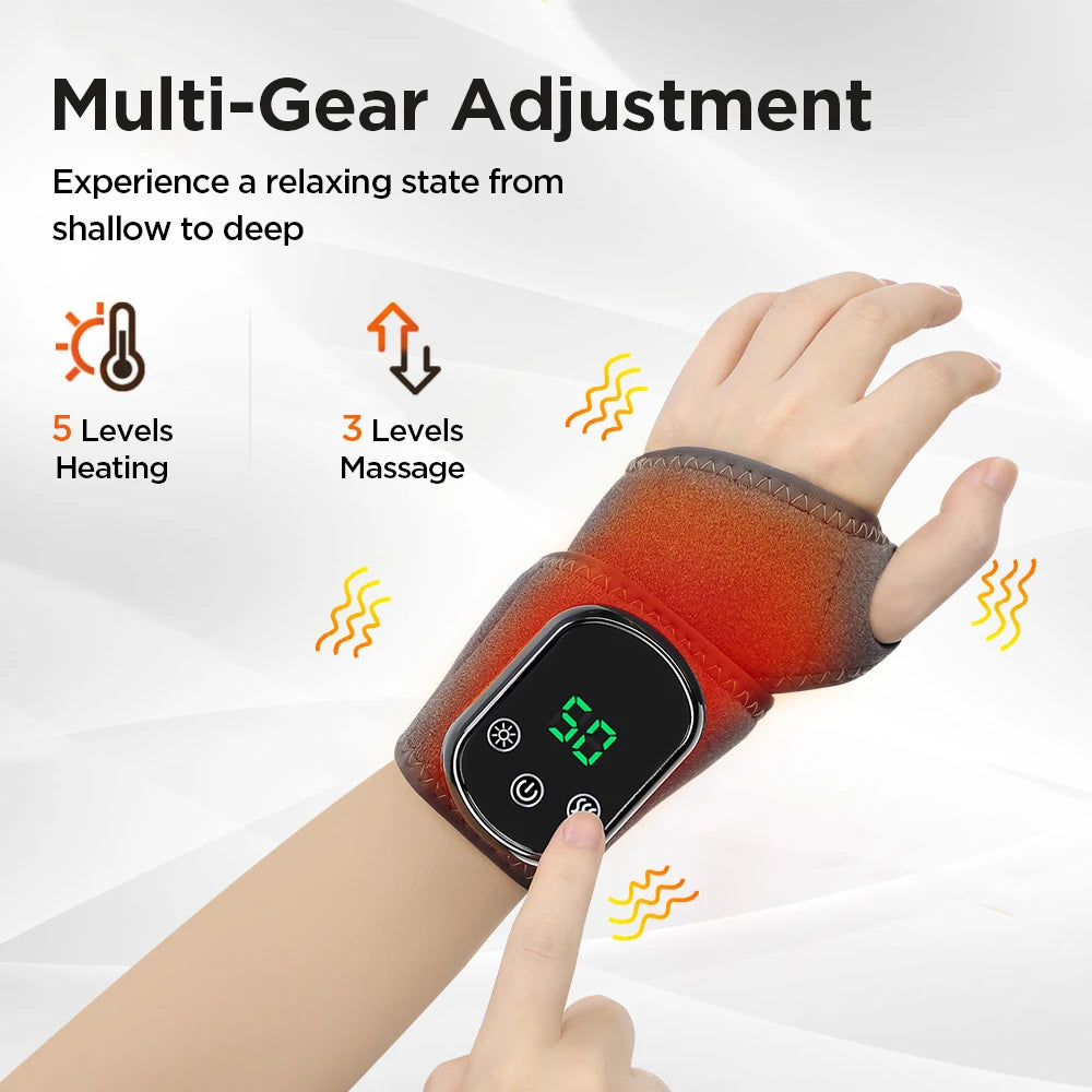 Electric Wrist Massage Heating Pad 3 Heating Levels 3 Vibrations Hand Wrist Massager Heated Wrist Brace Hot Compress Wristband