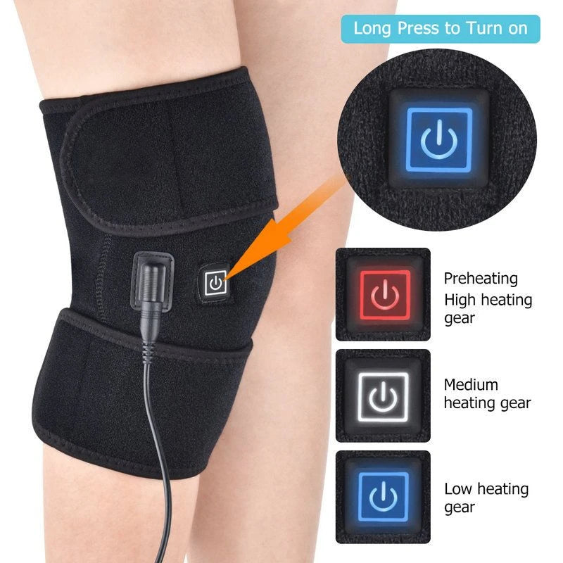 Electric Heated Knee Massager Knee Brace Adjustable Heated Knee Pad Legs Warm Winter Thermal Knee Support Arthritis Pain Relief