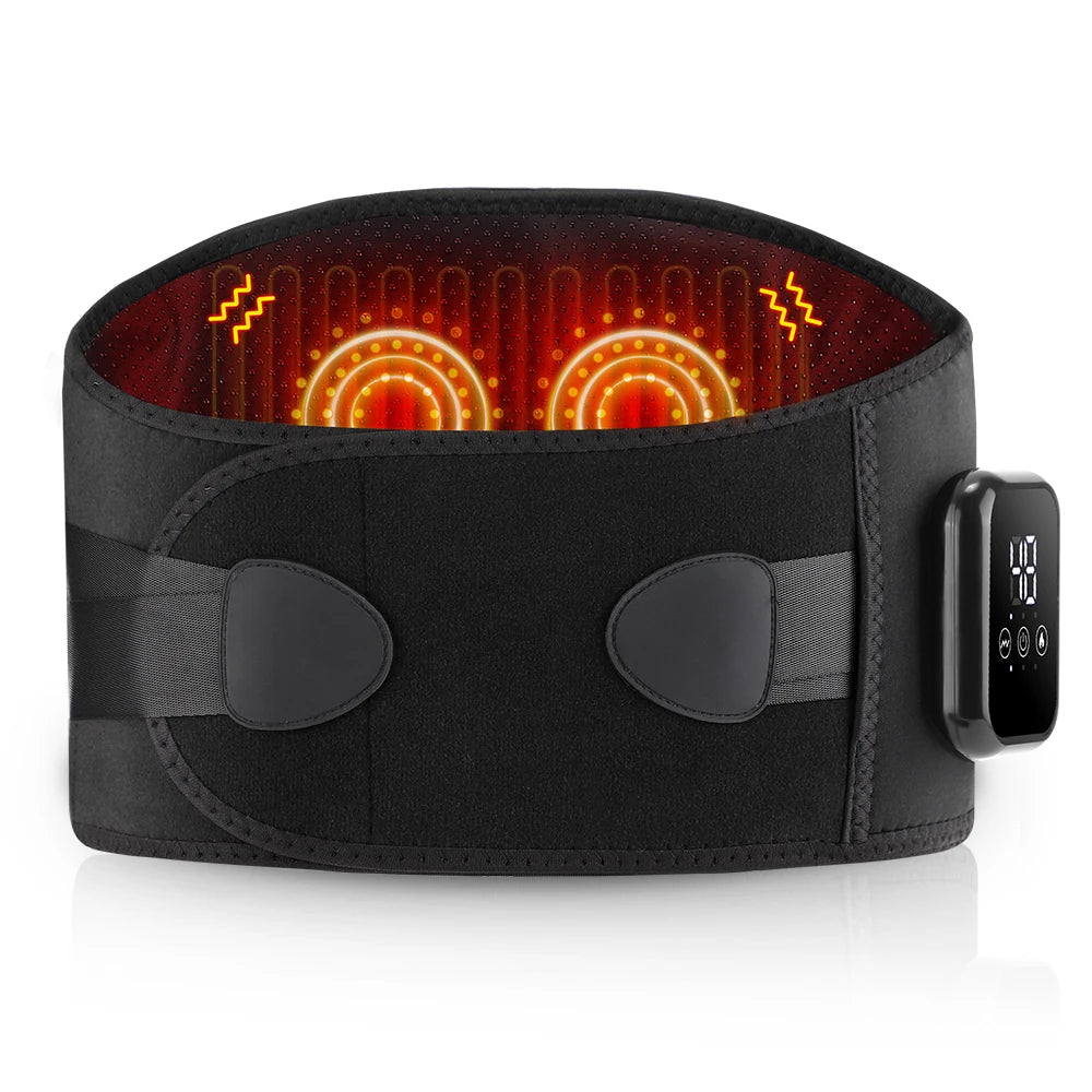 Infrared Heating Waist Massager Electric Belt Vibration USB Charge Red Light Hot Compress Lumbar Back Support Brace Relaxation