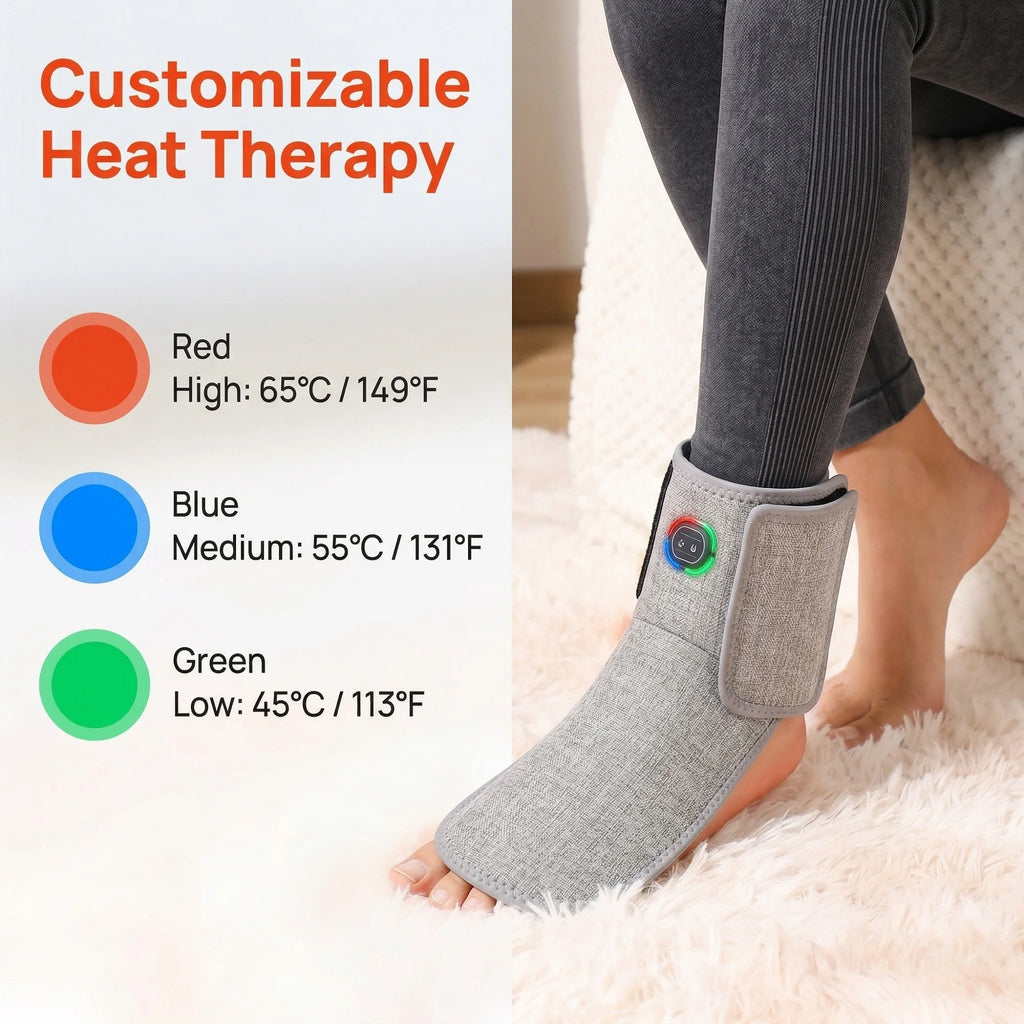 Red Light Heating Cordless Ankle Massager Wrist Wraps Support Brace Ankle Heating Pad Heated Hand Foot Vibration Massage Belt