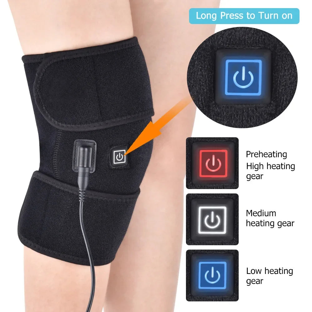 Electric Knee Heating Pad USB Thermal Therapy Heated Knee Brace Support for Arthritis Joint Pain Relief Old Cold Leg Knee Warmer