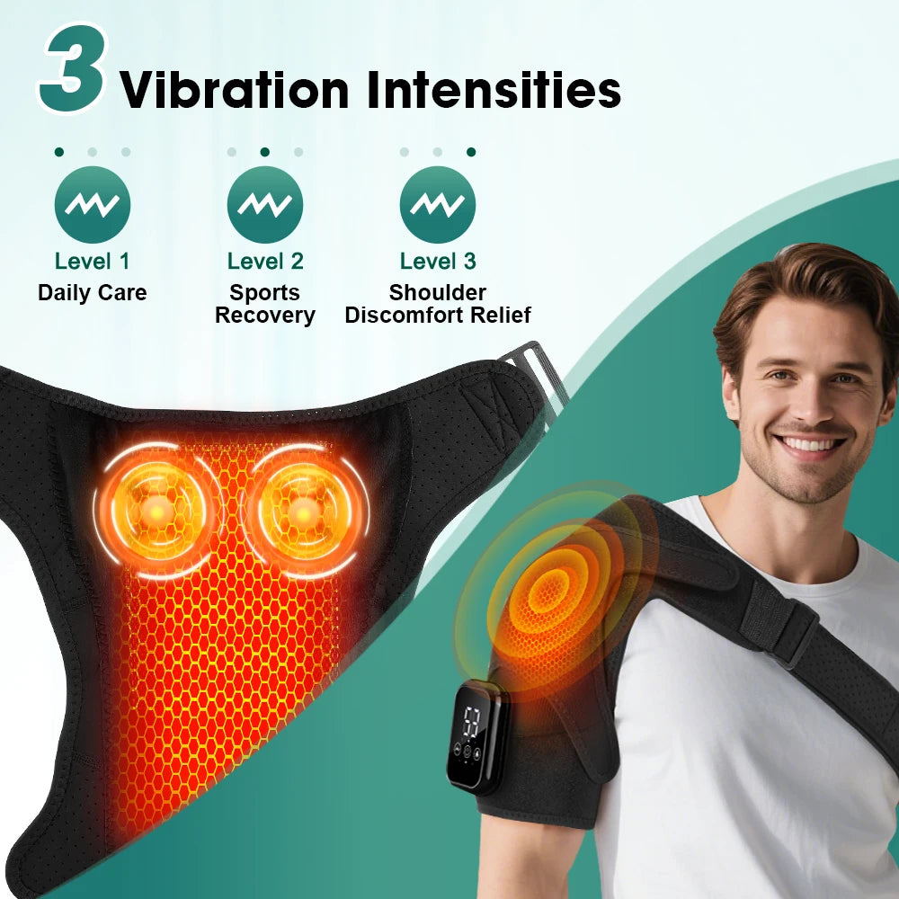 Electric Heating Shoulder Massage Heated Shoulder Brace Vibration Shoulder Massage Support Belt Strap for Arm Muscle Relaxation