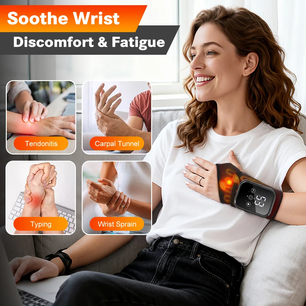 Electric Wrist Massage Heating Pad 3 Heating Levels 3 Vibrations Hand Wrist Massager Heated Wrist Brace Hot Compress Wristband