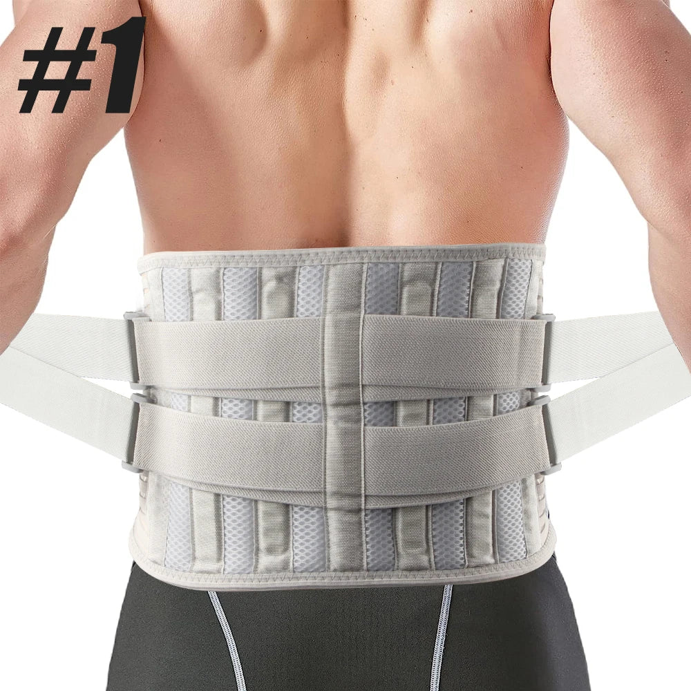 Lower Back Brace with 6 Stays Anti-skid Orthopedic Lumbar Support Breathable Waist Support Belt for Men Women Gym Pain Relief